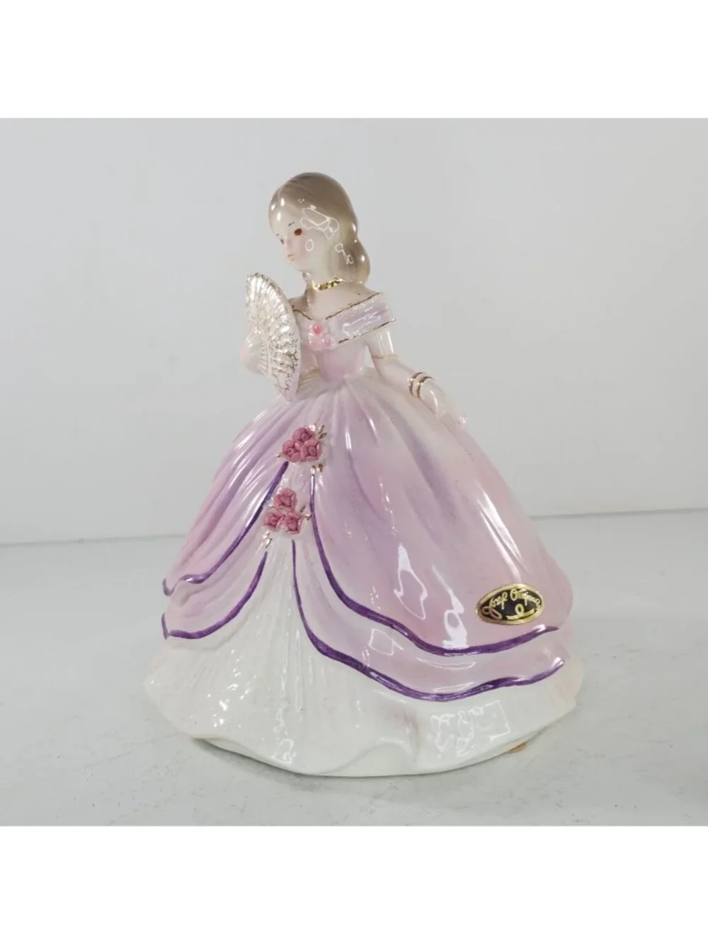 Josef Originals Magnolia Series Pink Dress Holding Fan Roses Figure *Repaired